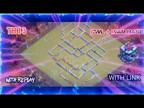 *TROLL* TH13 CWL + WAR BASE WITH LINK | DEFEND AGAINST TH14 |  ANTI HYBIRD \ ELECTRO | REPLAY  | COC