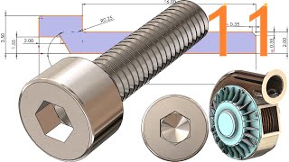 11-Project 50| Tesla Turbine (Turbo Pump) |SolidWorks Tutorial: Allen Bolt (hex socket head cap)- M4