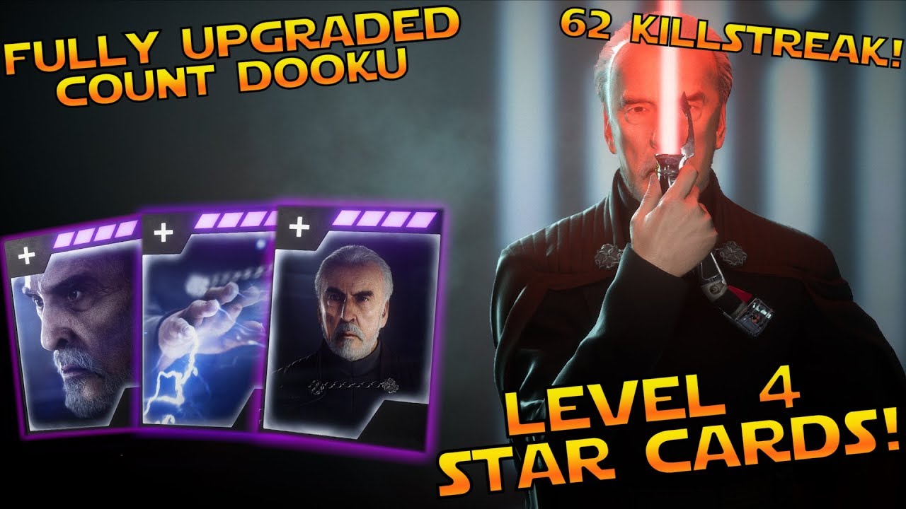 Fully Upgraded Count Dooku Star Card Gameplay Star Wars Battlefront 2