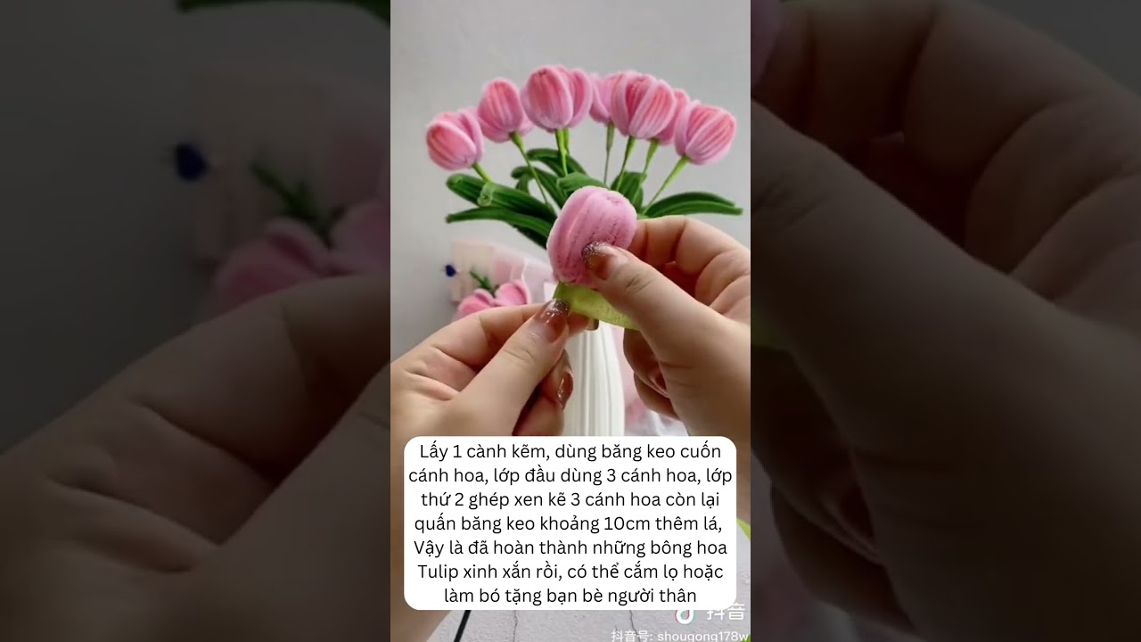 Hướng dẫn làm hoa Tulip bằng sợi kẽm nhung - YouTube