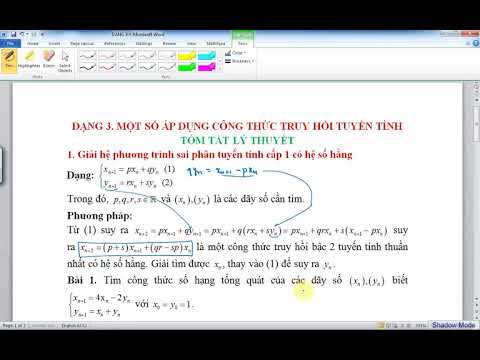 Video Một số công thức truy hồi có thể tuyến tính hóa được |... - youtube
