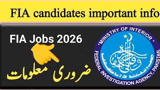 FIA Jobs important information 2026