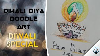 Easy Diwali diya drawing | Doodle art with oil pastel | Happy Diwali screenshot 4