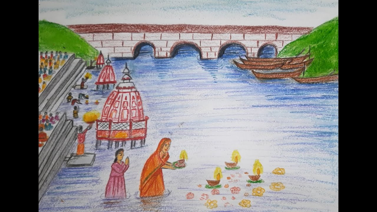 Devprayag Ganga river Pen Sketch  Pen sketch Dremel projects River