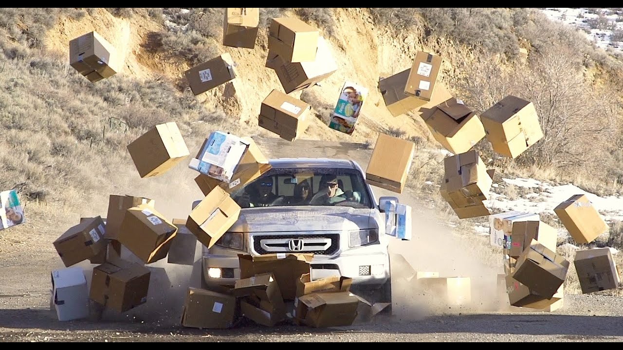 Crashing a Truck Through Cardboard Boxes in Super Slow Motion YouTube