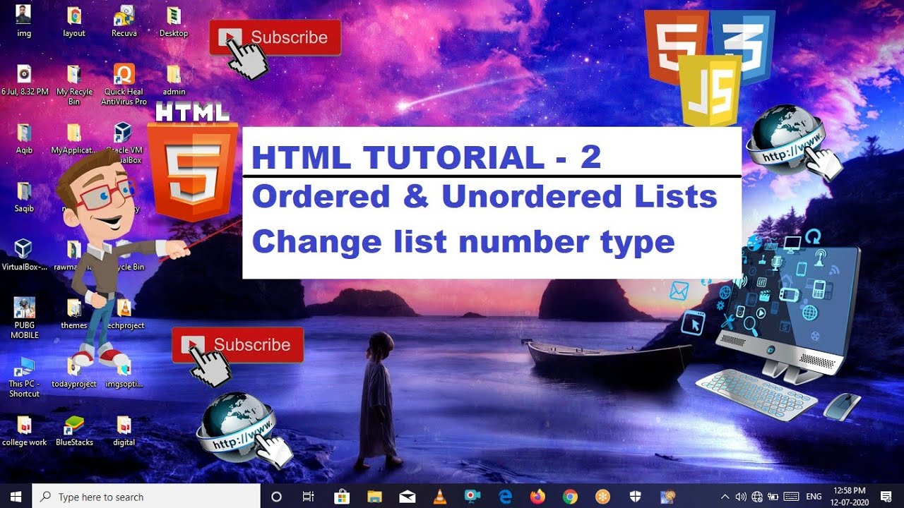 Ordered and Unordered lists in html | Types of lists in html - YouTube