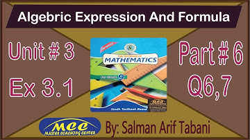 IX Unit 3 ex 3.1 Algebraic Expression and formula class 9 | nine Exercise 3.1 Question 6,7