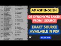 AD ASF EXACT SOURCES OF PREPARATION | 05/05 SYNONYMS TAKEN FROM ONE SOURCE | AVAILABLE IN PDF