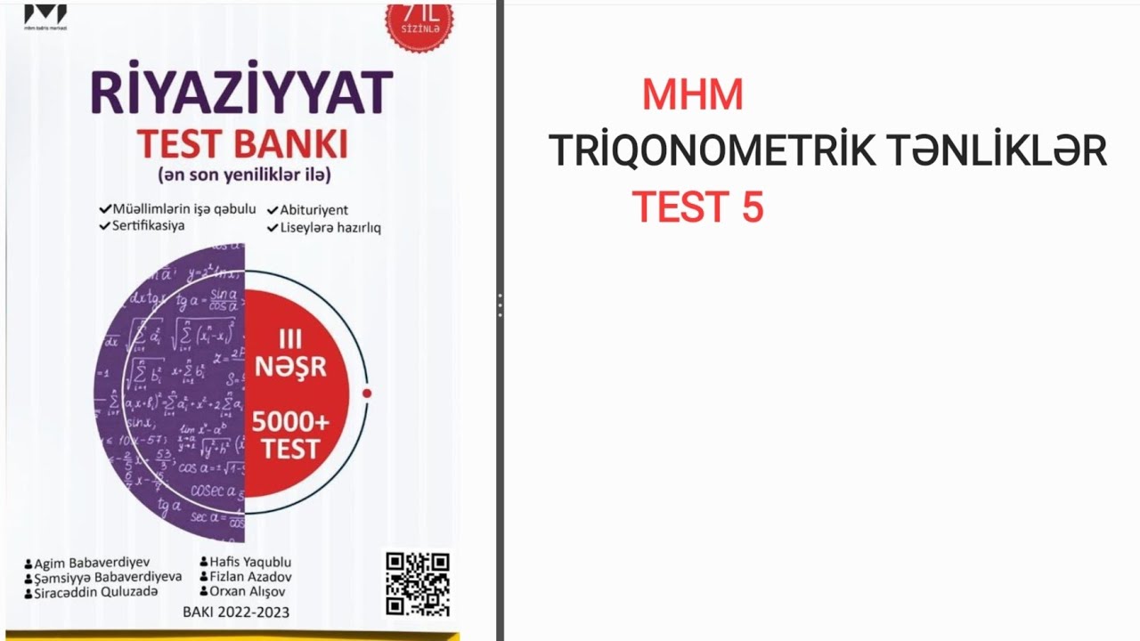 MHM TRİQONOMETRİK TƏNLİKLƏR [TEST5]