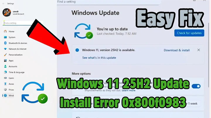 How to Fix Windows 11 25H2 Update Install Error 0x800f0983