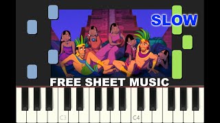 SLOW piano tutorial "IT'S TOUGH TO BE A GOD" from the Road to El Dorado, free sheet music (pdf)