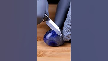 Cutting a sapphire mist pebble with surreal precision #ai #asmr #abstract