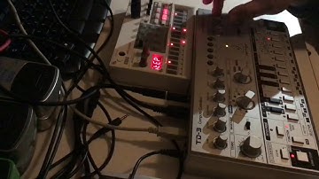 Behringer TD-3 Sync Korg Volca Sample with MIDI - Techno Live Session 20 Minutes 🎛🔉🎵🎹