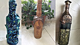 3 Bottle Art Ideas/Bottle Decoration/Wine Bottle Craft/DIY Bottle Art