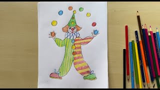 How to draw a clown.#art-lesson #colored_pencil_drawing_tutorial screenshot 1