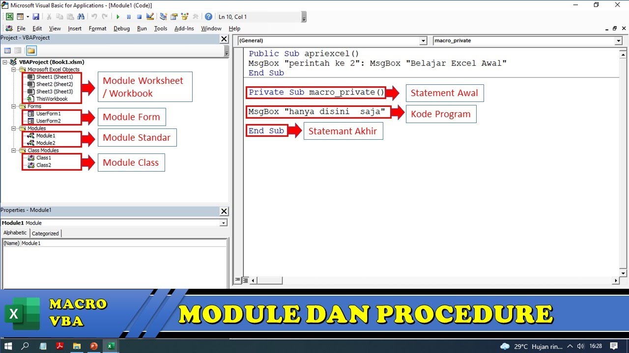 2. Tutorial VBA Excel Untuk Pemula | Module dan Procedure | - YouTube