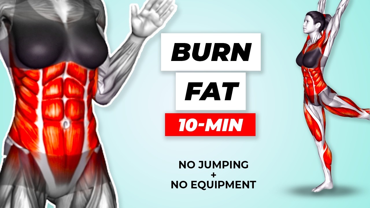 10 MIN Standing Fat Burn Workout - No Jumping - At Home - YouTube
