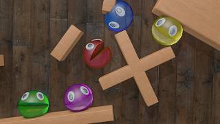Colorful Pacman Jellies Falling Down | Softbody Simulation v4