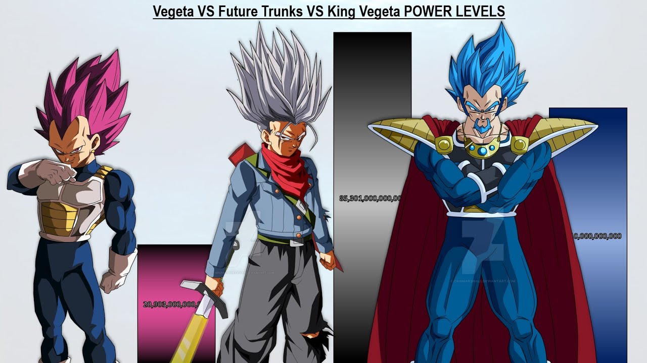 Vegeta VS Future Trunks VS King Vegeta POWER LEVELS All Forms DBZ