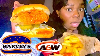 reesateesa 😱 | A&W PIRI-PIRI BURGER AND HARVEYS BLT BURGER | burger mukbang