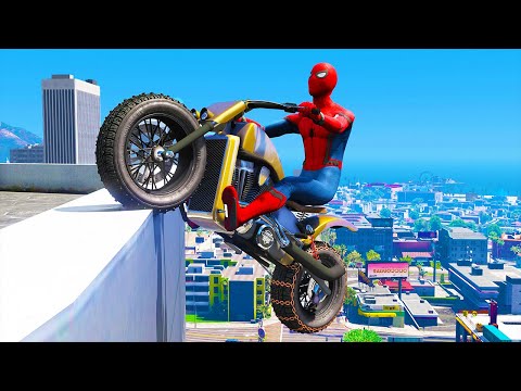 Spiderman Bike Jumps In GTA 5 Spider Man Jump Stunts Fails 