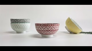 Queenza 4.5 Inch Ceramic Bowls, Colorful Under Glazed Technology
