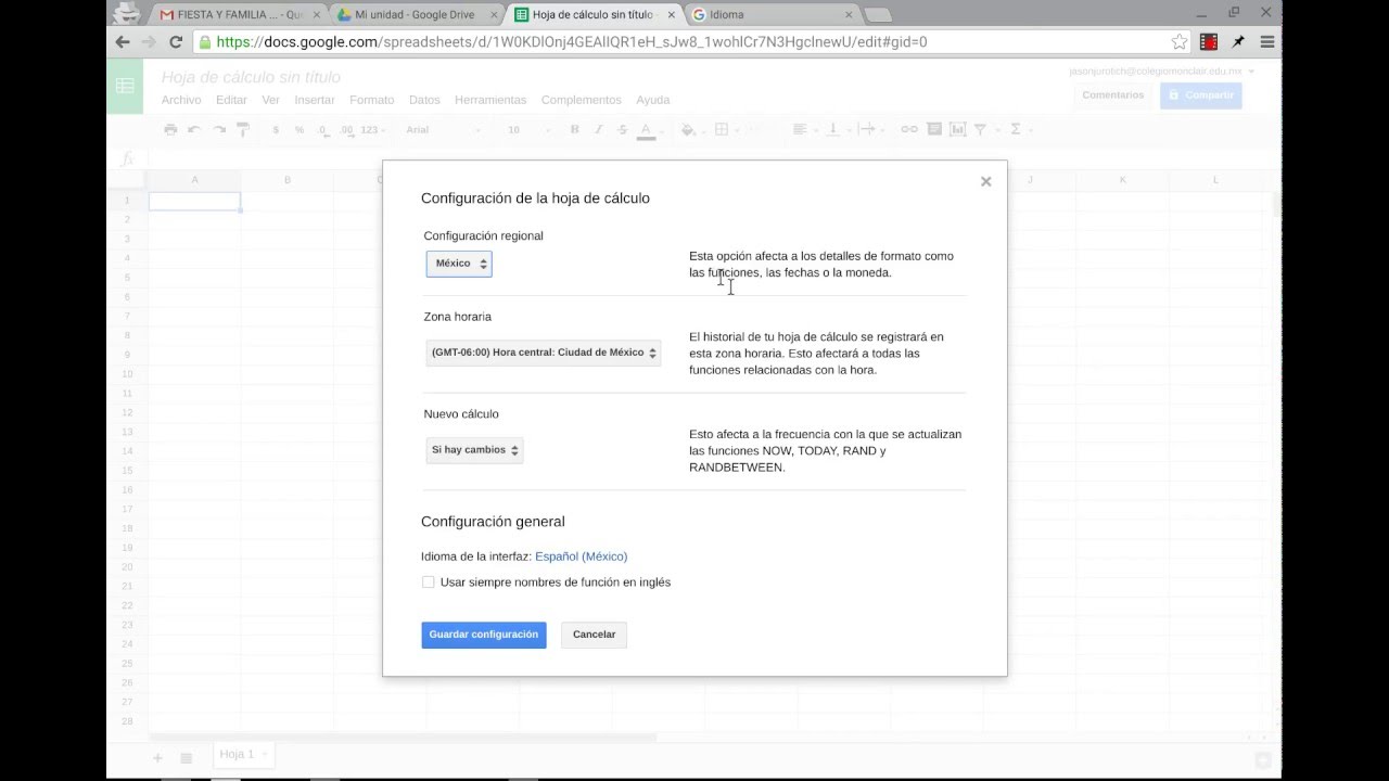 COMO CAMBIAR EL EL IDIOMA DE LAS FUNCIONES EN GOOGLE HOJAS DE CALCULO Y EN DRIVE YouTube COMO CAMBIAR EL EL IDIOMA DE LAS FUNCIONES EN GOOGLE HOJAS DE CALCULO Y EN DRIVE YouTube