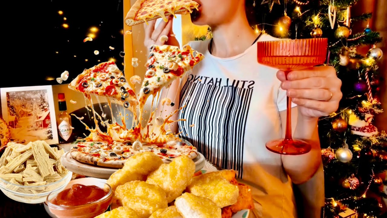 MUKBANG DOMINO’S PIZZA + CHICKEN NUGGETS + SOY ASPARAGUS | HAPPY NEW YEAR | EATING NO TALKING | FOOD