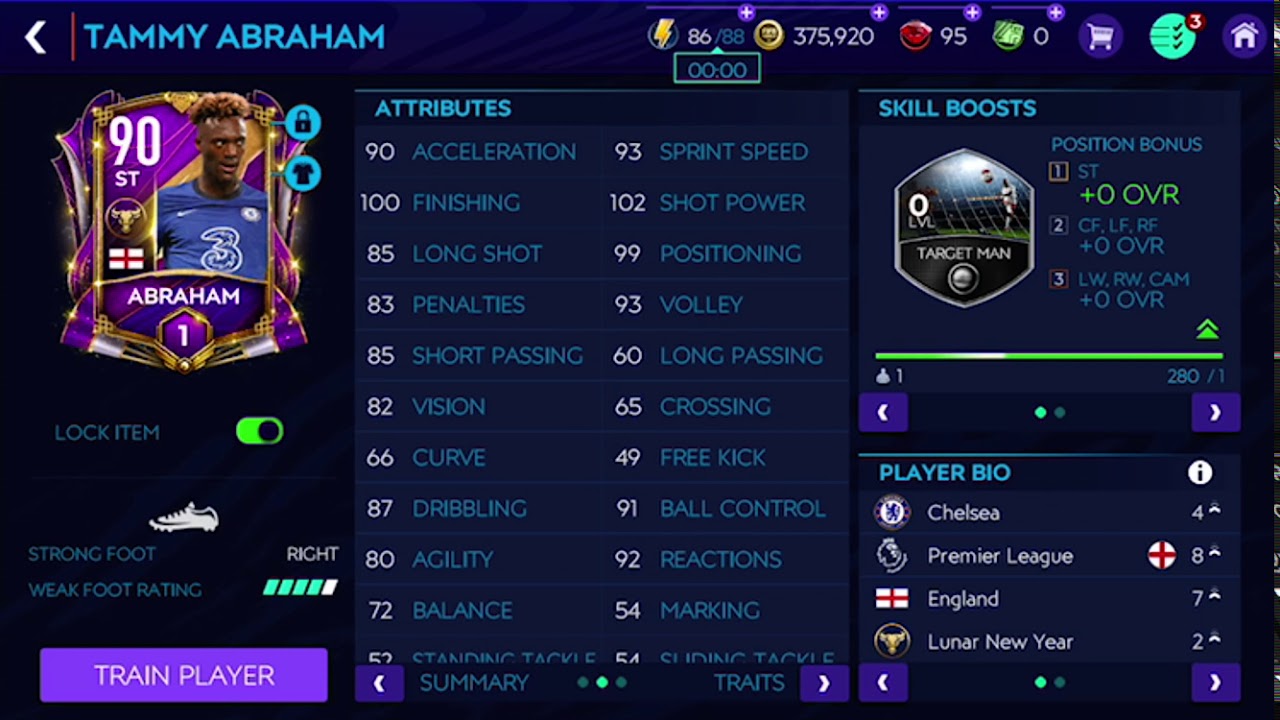 Tammy Abraham review Fifa mobile
