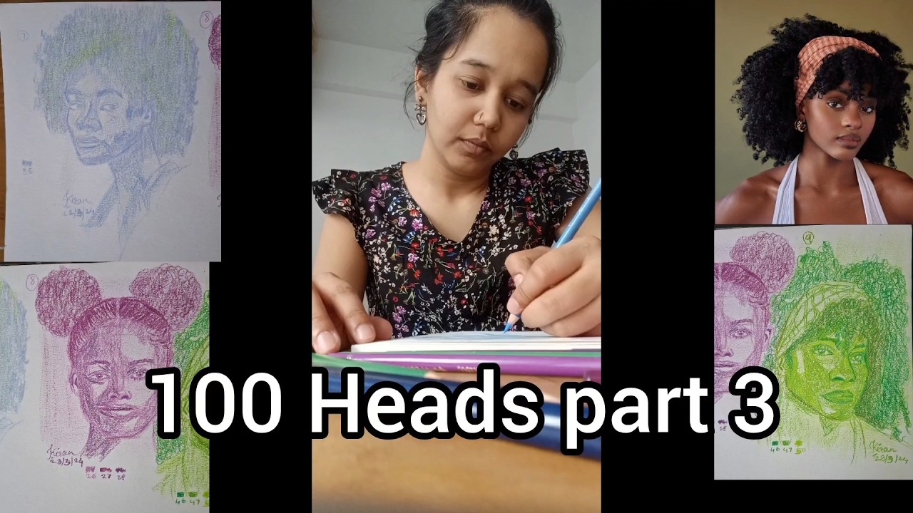 This is how I learn to draw free hand portrait 7,8 &9/100 - YouTube
