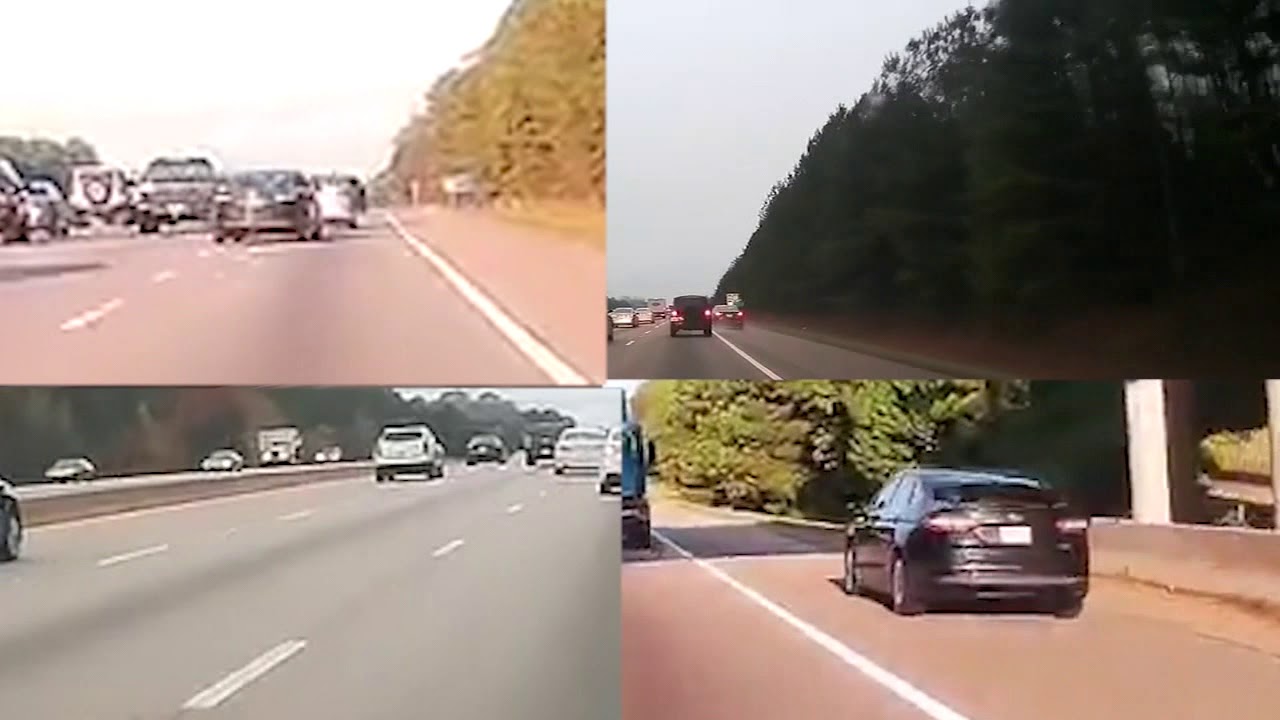 Dash cam catches driver repeatedly driving on I-540 shoulder to pass traffic - YouTube