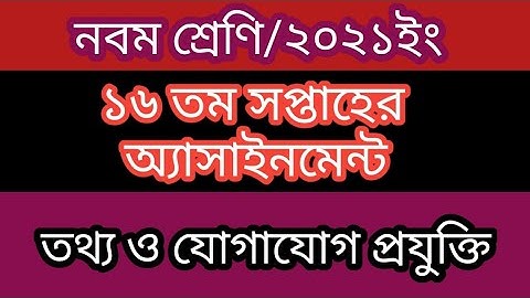 Class 9 ll ICT ll 16th Week ll Assignment Solution.