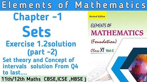 Class 11th Elements of Mathematics  Chapter 1 Ex 1.2 (part 2) | Sets Class 11th solution
