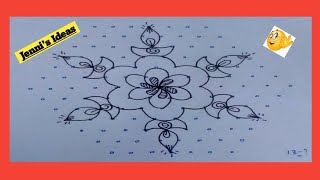 13 to 7 dots simple and easy deepam rangoli designs with dots/latest deepam rangoli design/chukkalu
