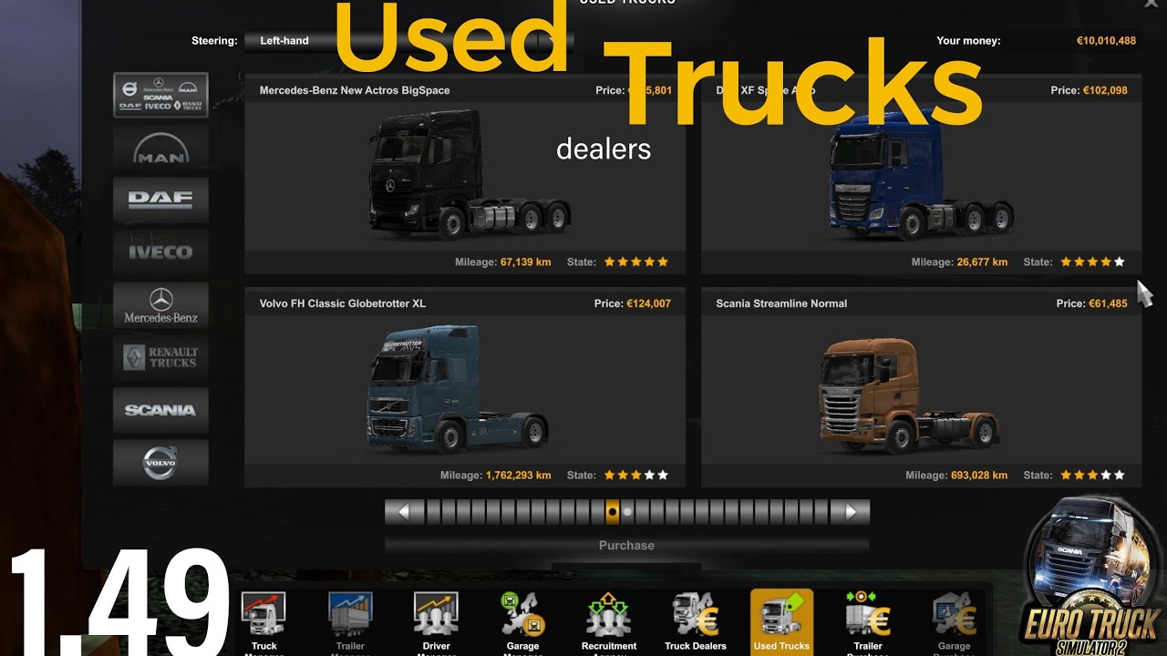 Euro Truck Simulator 2 Update 1.49 Patch Notes: Used truck dealers