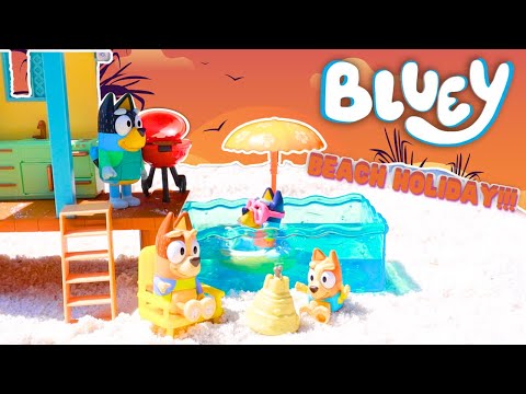 Bluey Playtime Adventures:  Beach Holiday Exploring the New Beach Cabin Playset  | #Bluey Playtime