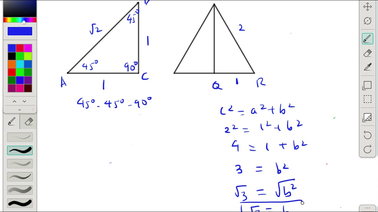 TRIG 1.10 Special Right Triangles - YouTube