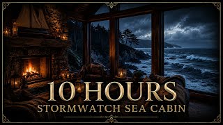 Stormwatch Sea Cabin Ambience | 10 Hours of Fireplace, Ocean Waves & Cozy Cabin Sounds screenshot 4