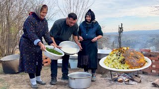 VELHA AVÓ CAUCASIANA COZINHANDO O MELHOR PILAF DA VILA! PLOV COM DILL | VIDA NO CAMPO