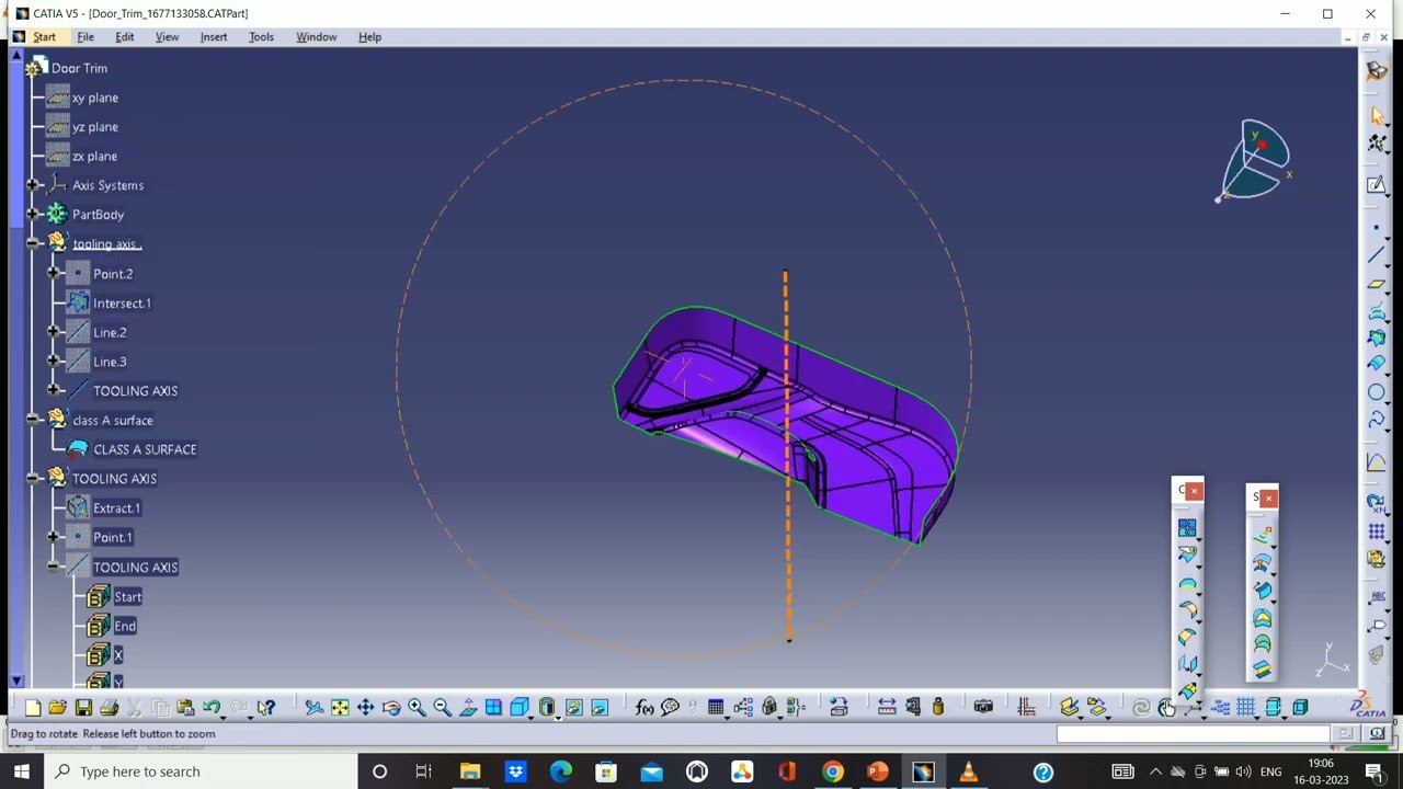 Catia V5 Tutorial: Plastic Design Bisection Tooling Axis Step-by