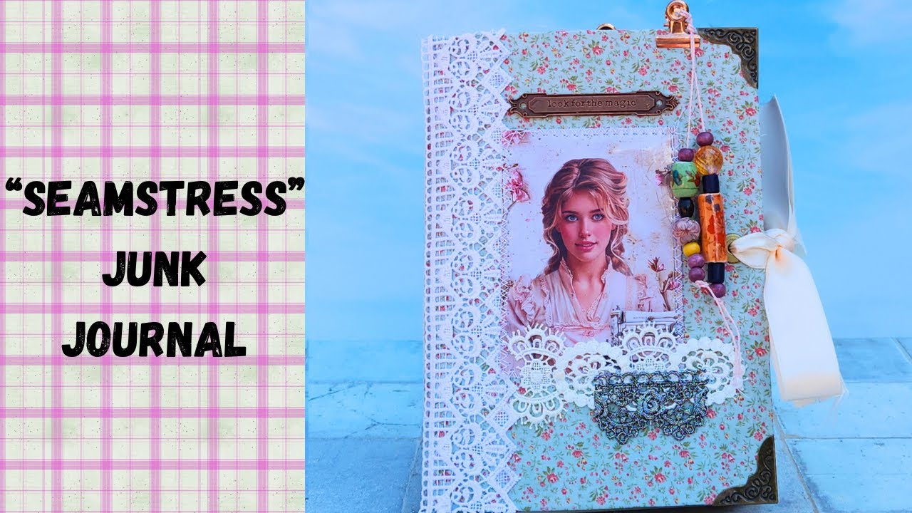 Look Inside This Pretty Vintage Journal! Seamstress theme handmade Journal Flip Through| For SALE.