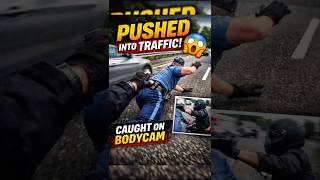 Motorcyclist Pushes State Trooper Into Traffic | Police Bodycam #shorts #viralshorts