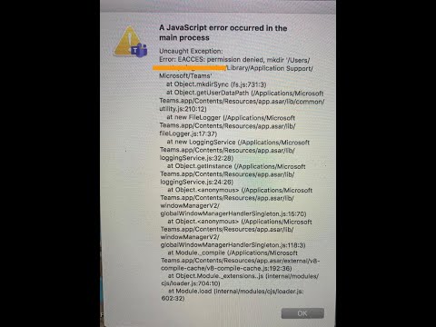 Microsoft Teams for MAC Javascript Error solution