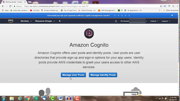 AWS Cognito: How to create a User Pool