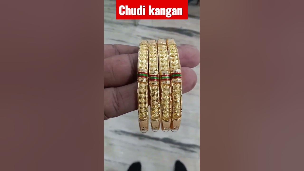 Gold Bengals design 2023| gold kangan design |gold Bengals with white ...