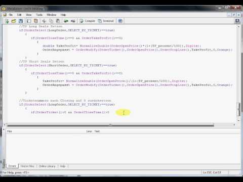 EA Selbst Programmieren (Schritt 33 - OrderTicket-Parameter auf 0 zurücksetzen)