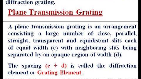 Video Lesson 52: Module-4/Diffraction/CONCEPT OF GRATING
