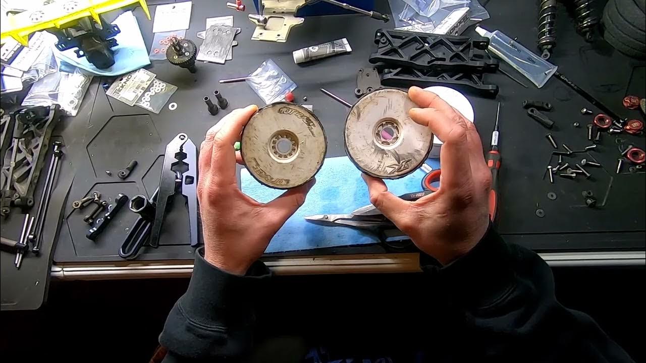 Removing worn out RC tires from rims using Acetone and cleaning the