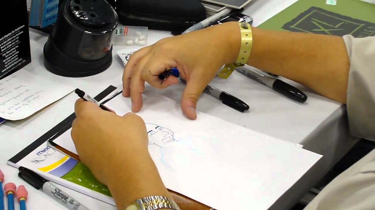 Comic Con Austin - The Simpson's Phil Ortiz Draws Man w Goatee - YouTube