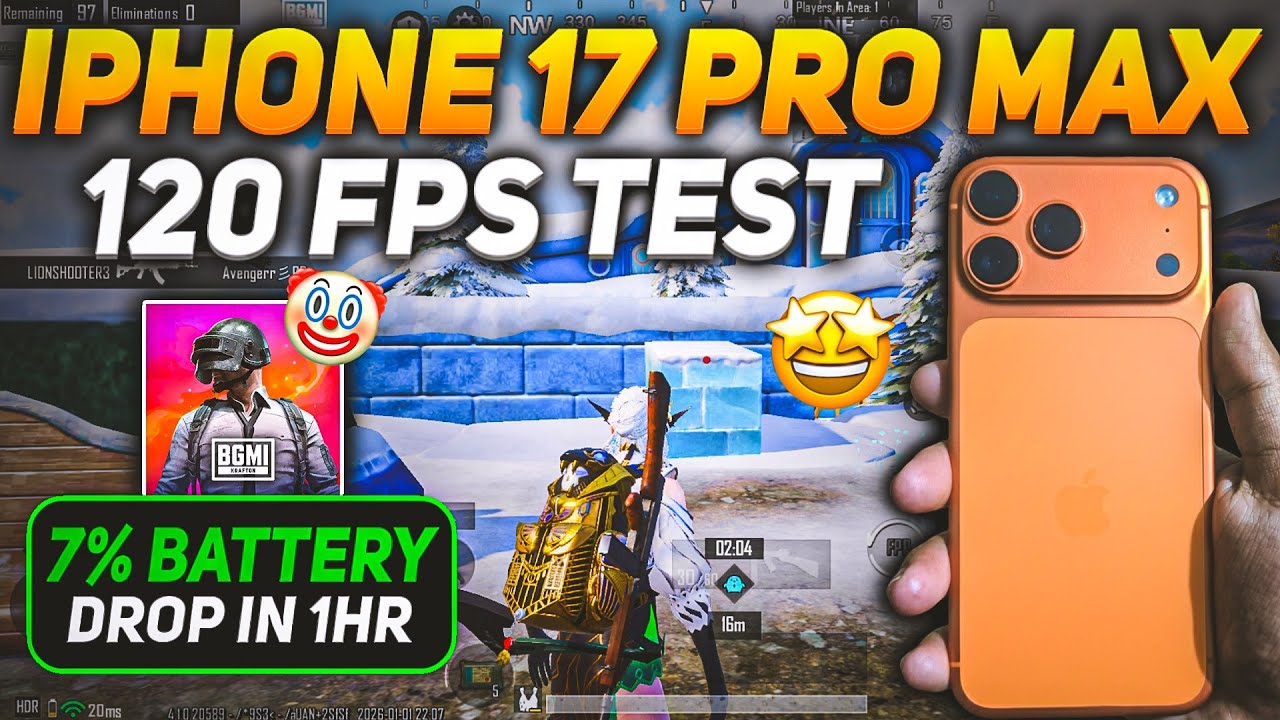 iPhone 17 Pro Max Gaming Test 🔥 120 FPS for 1 Hour | Only 7% Battery ...